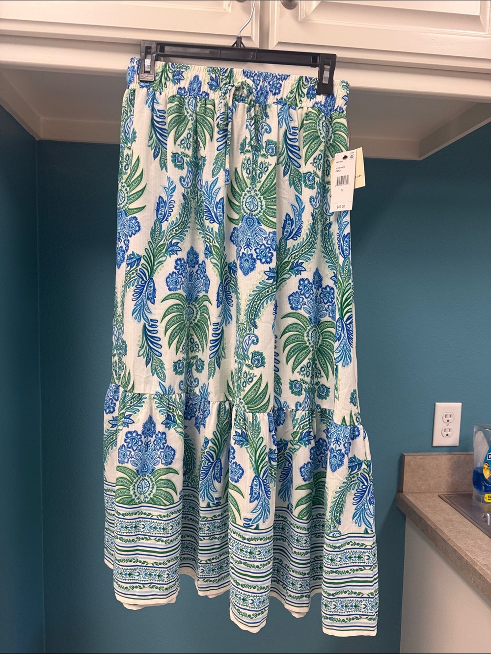Maxi Skirt in Blue & Green Floral Print